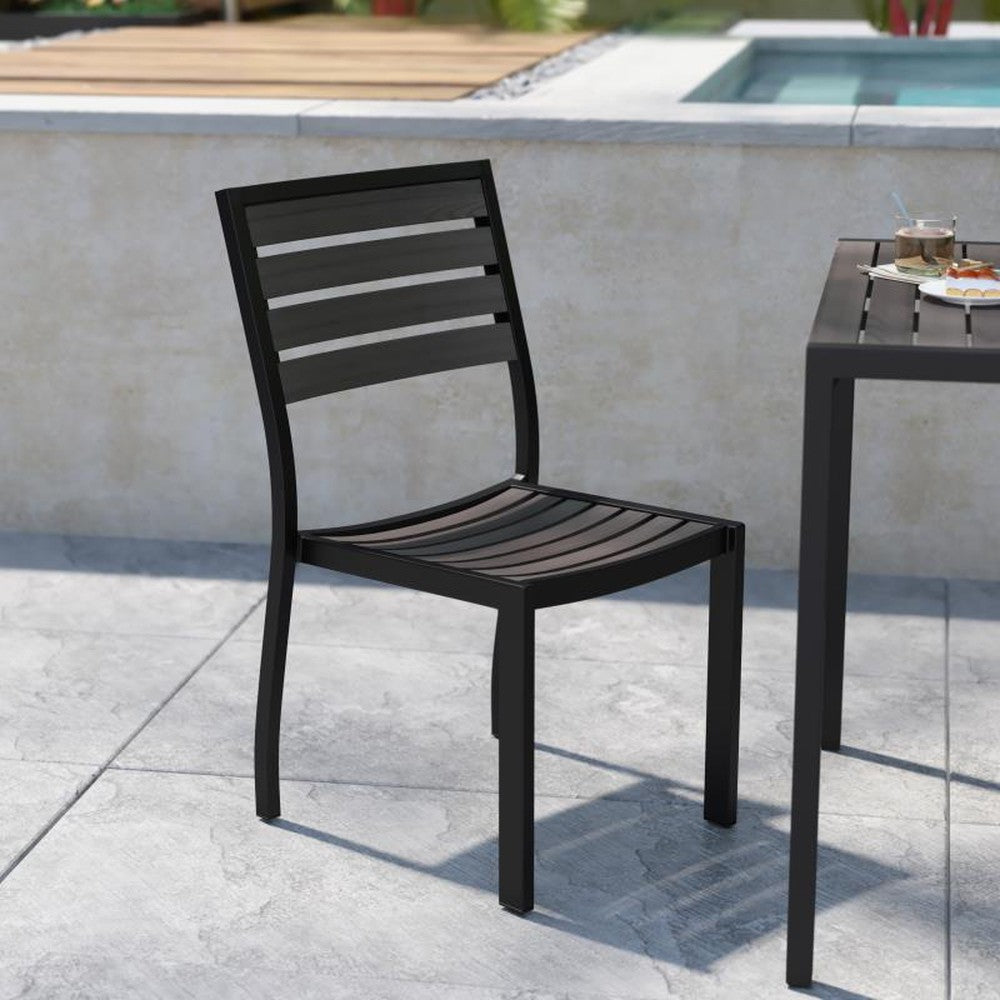 Lark Outdoor Side Chair with Faux Gray Teak Poly Slats