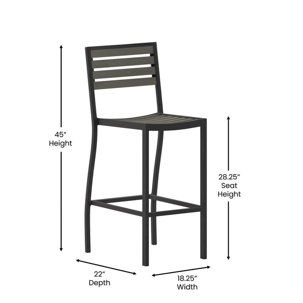 Lark Outdoor Faux Wood Poly Resin Bar Height Stools