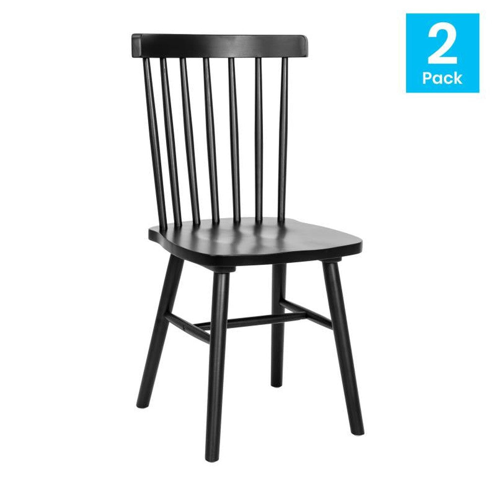 Ingrid Wood Spindle Back Windsor Dining Chairs - Set of 2