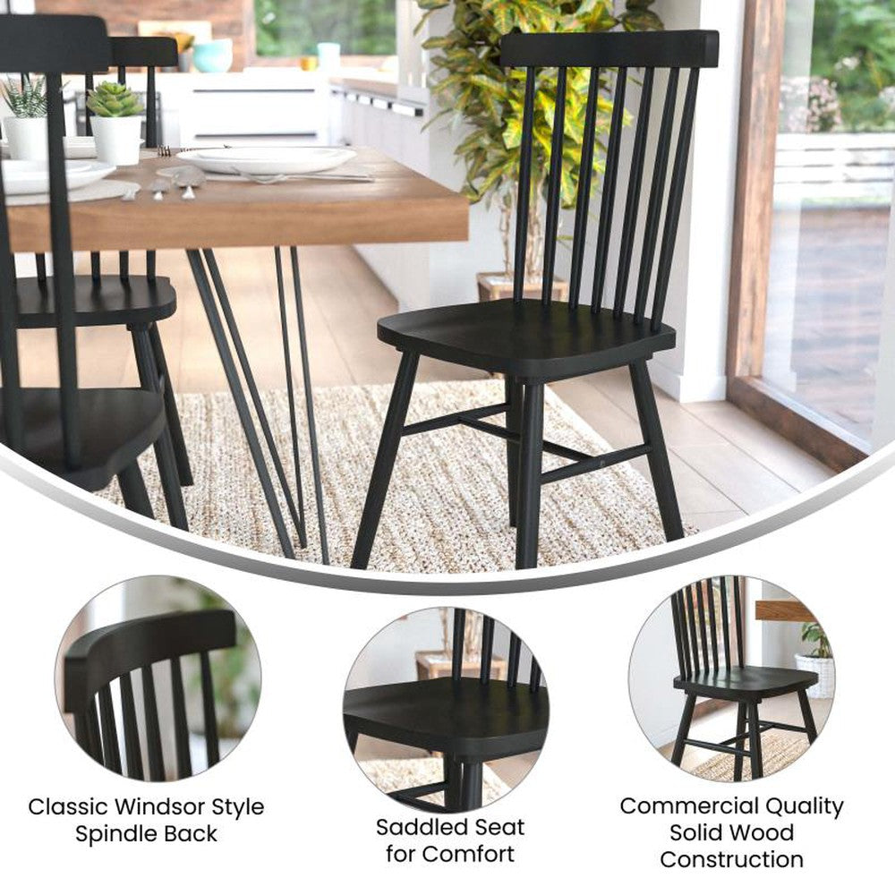 Ingrid Wood Spindle Back Windsor Dining Chairs - Set of 2