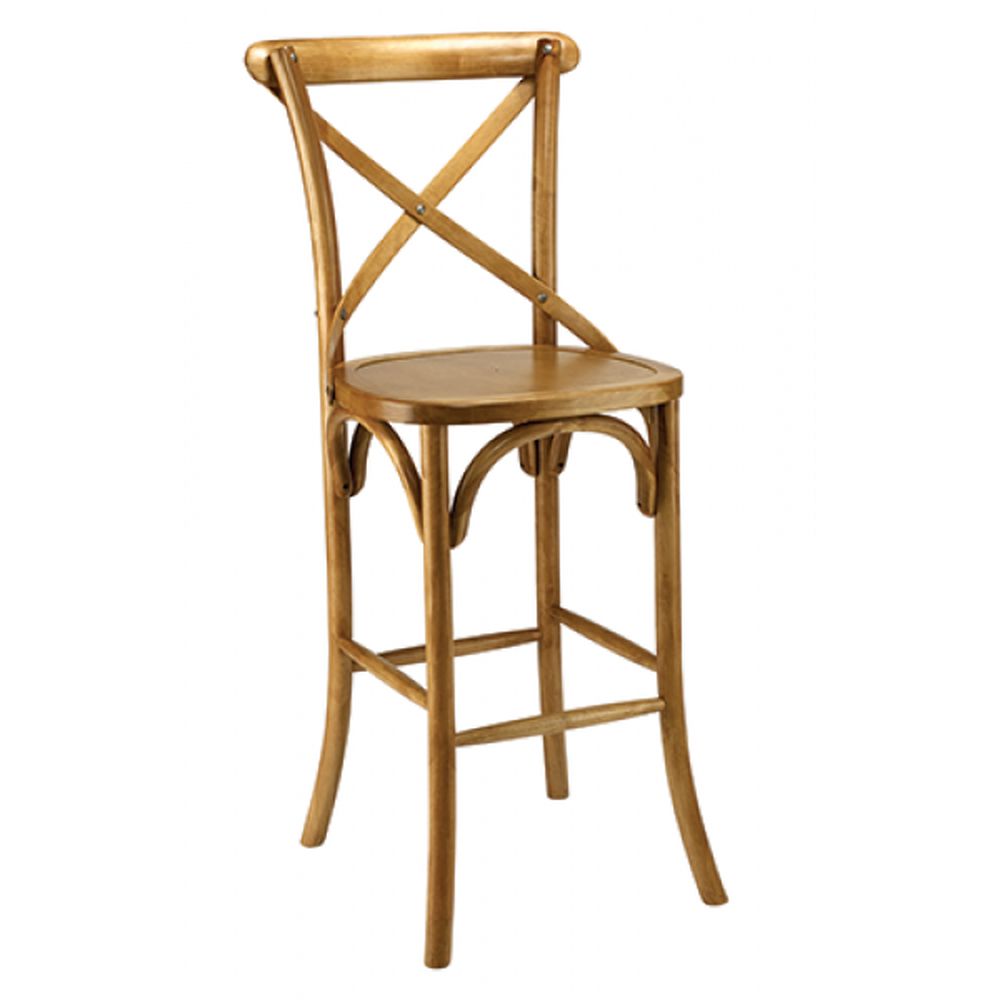 Cross Back Bentwood Solid Wood Bar Stool