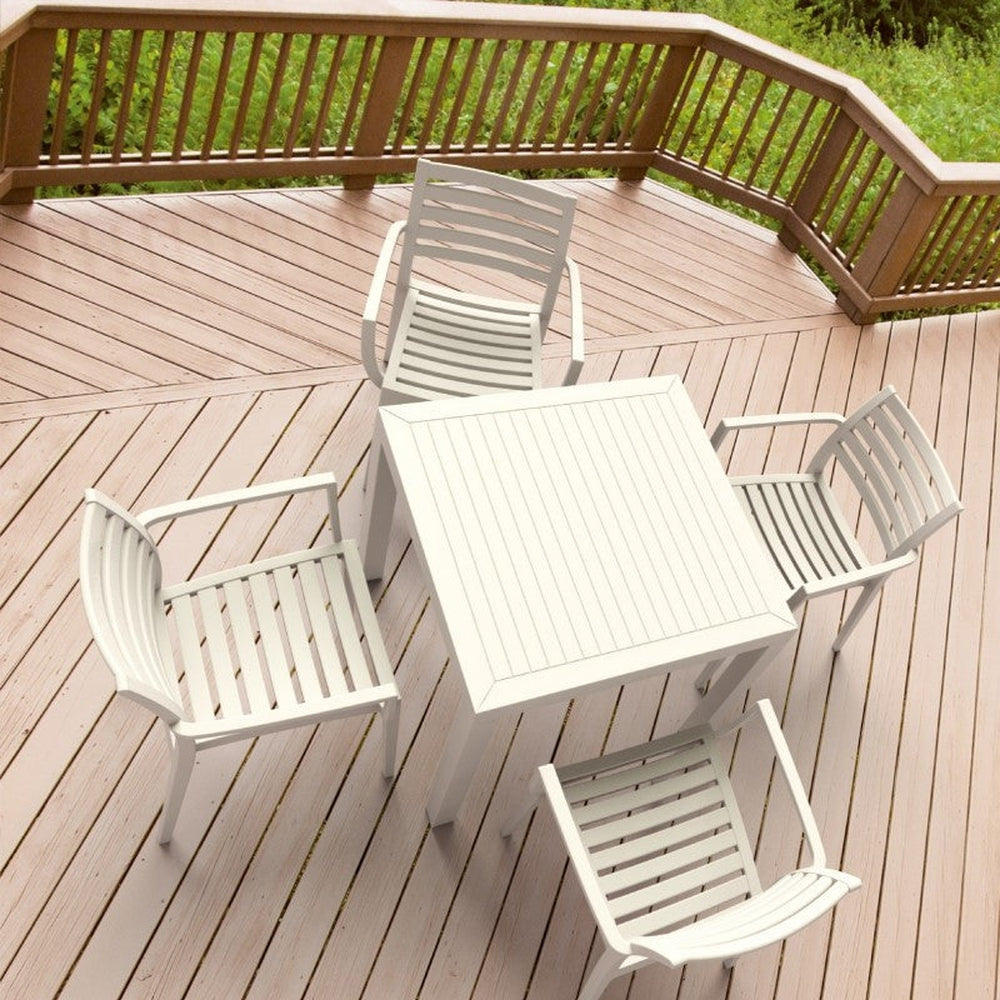 artemis outdoor dining arm chair white isp011 whi