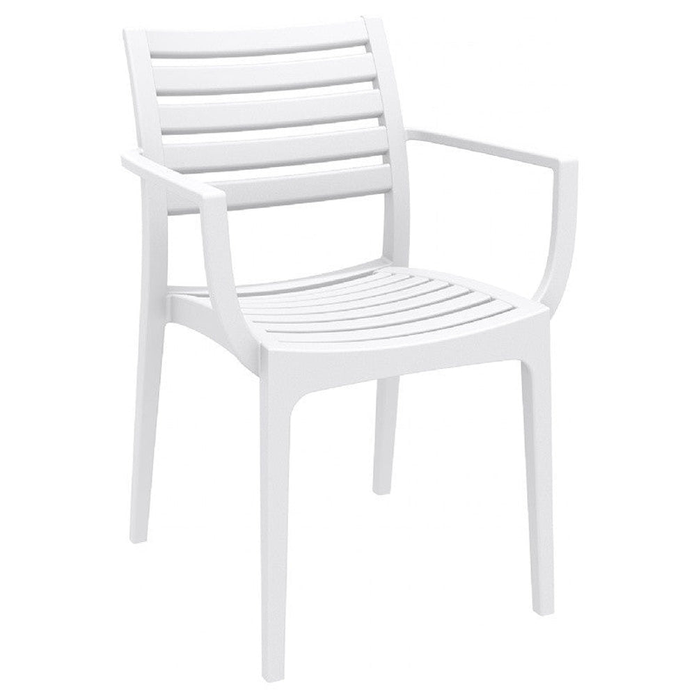 artemis outdoor dining arm chair white isp011 whi