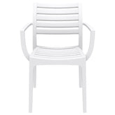 artemis outdoor dining arm chair white isp011 whi