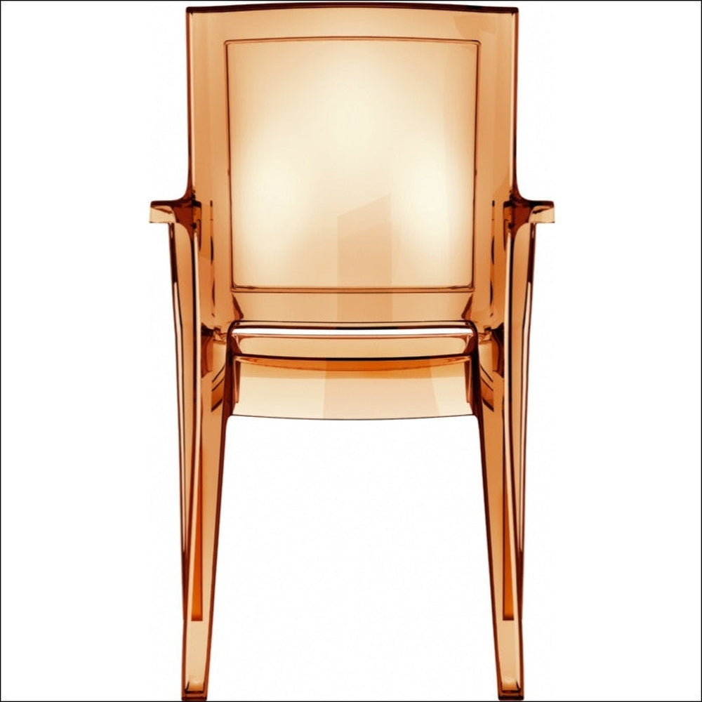 arthur polycarbonate modern dining chair transparent amber isp053 tamb