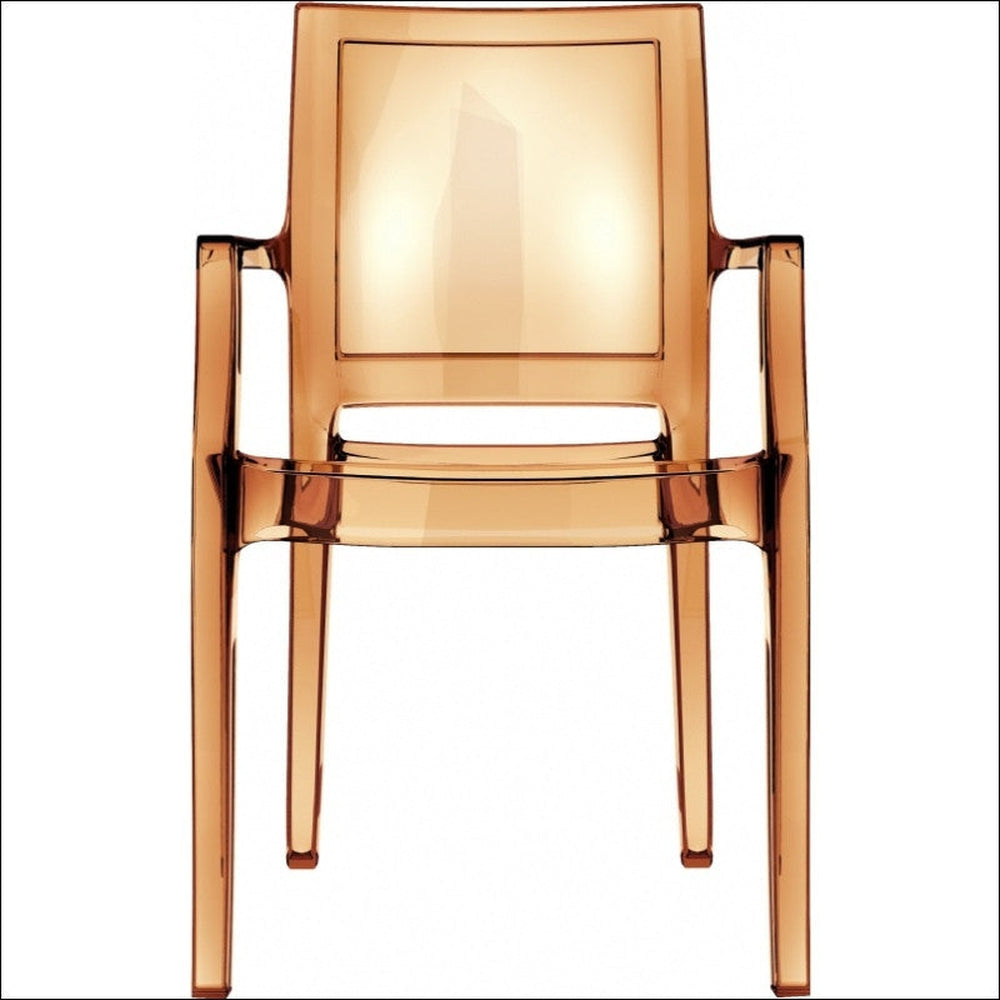 arthur polycarbonate modern dining chair transparent amber isp053 tamb