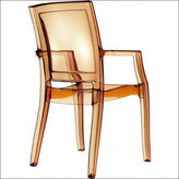 arthur polycarbonate modern dining chair transparent amber isp053 tamb