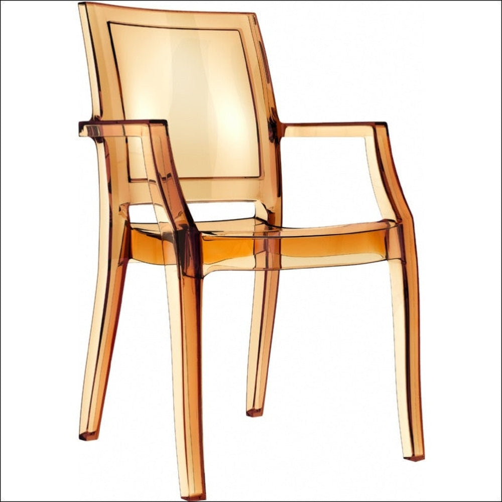 arthur polycarbonate modern dining chair transparent amber isp053 tamb