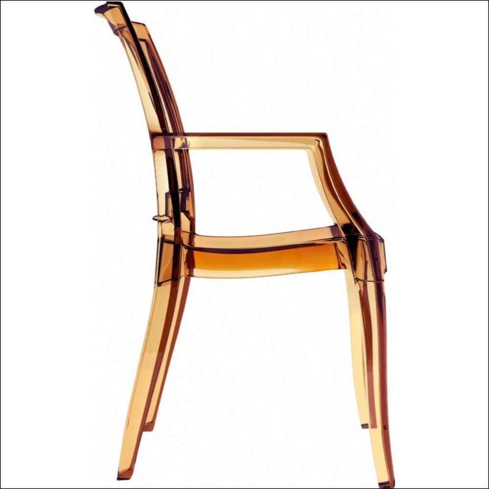 arthur polycarbonate modern dining chair transparent amber isp053 tamb