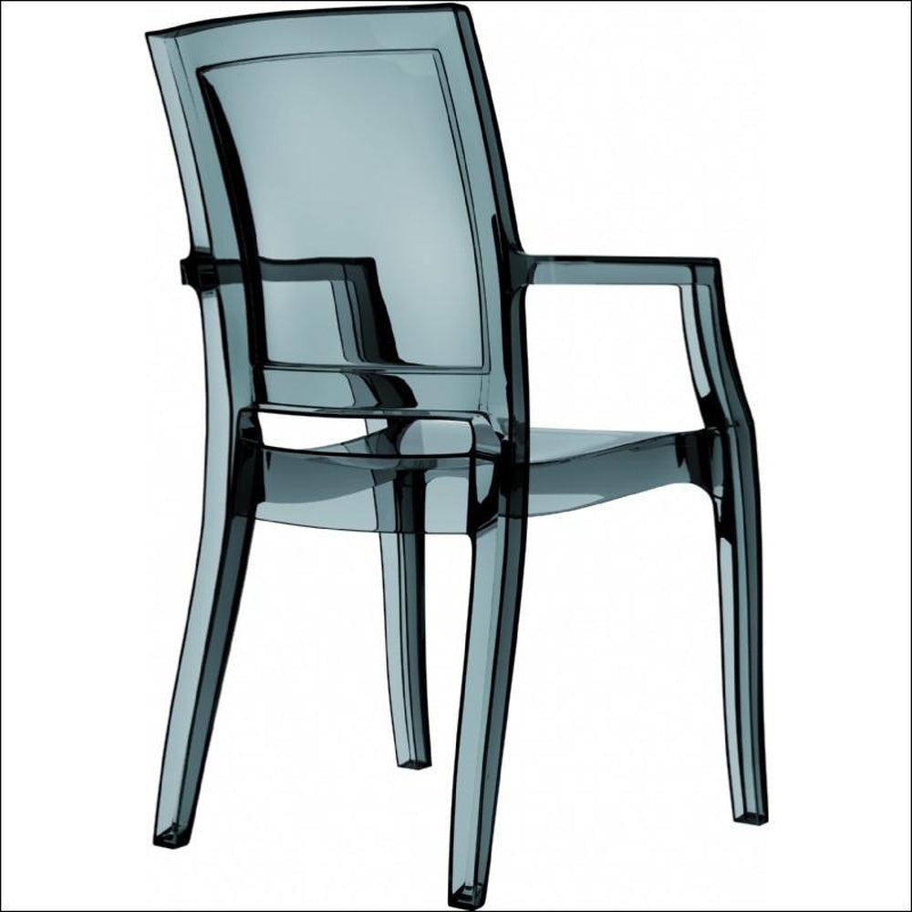 arthur polycarbonate modern dining chair transparent amber isp053 tamb