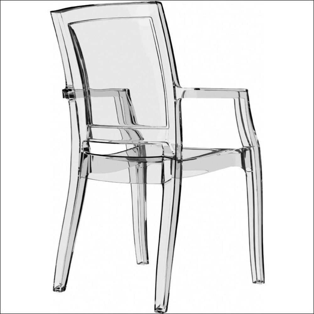 arthur polycarbonate modern dining chair transparent amber isp053 tamb