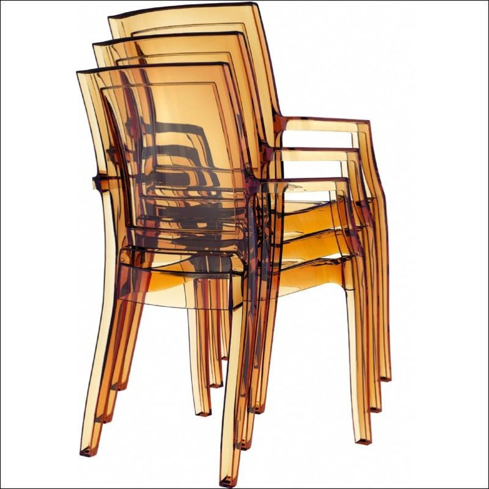 arthur polycarbonate modern dining chair transparent amber isp053 tamb