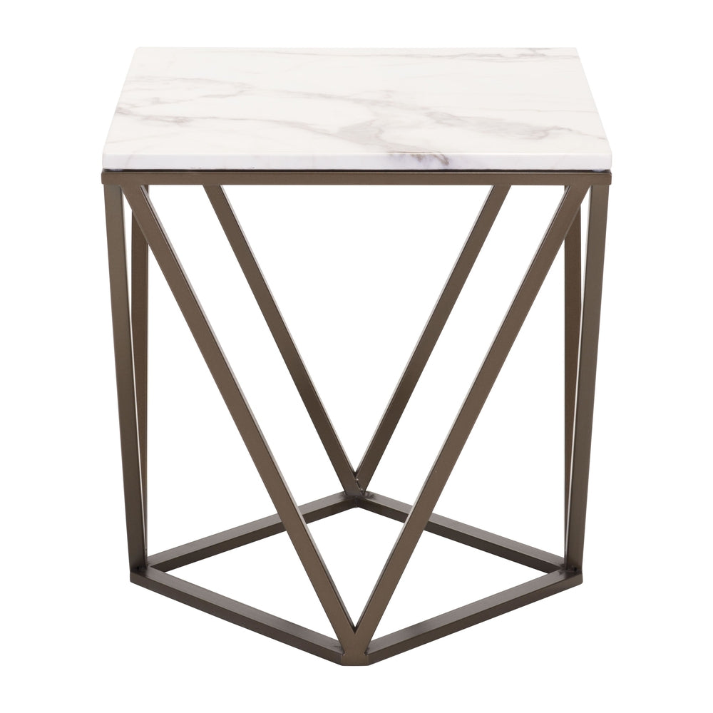 tintern end table white antique brass