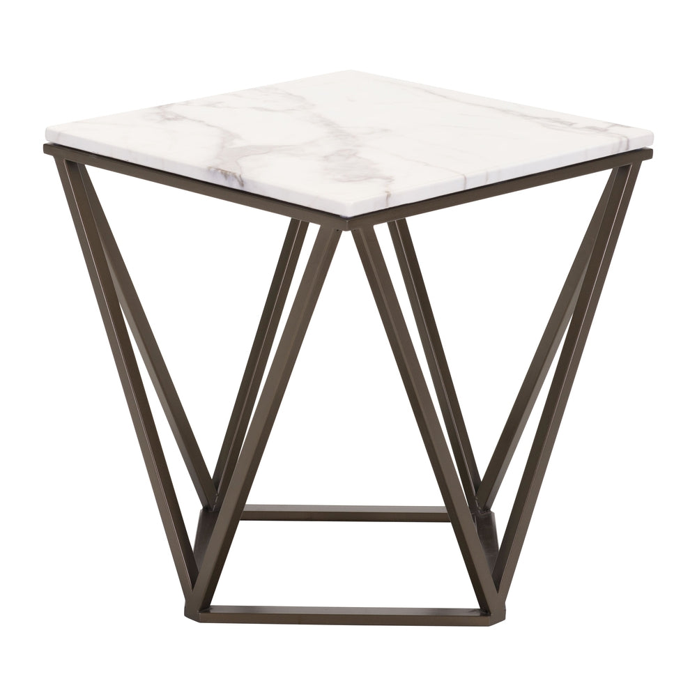 tintern end table white antique brass