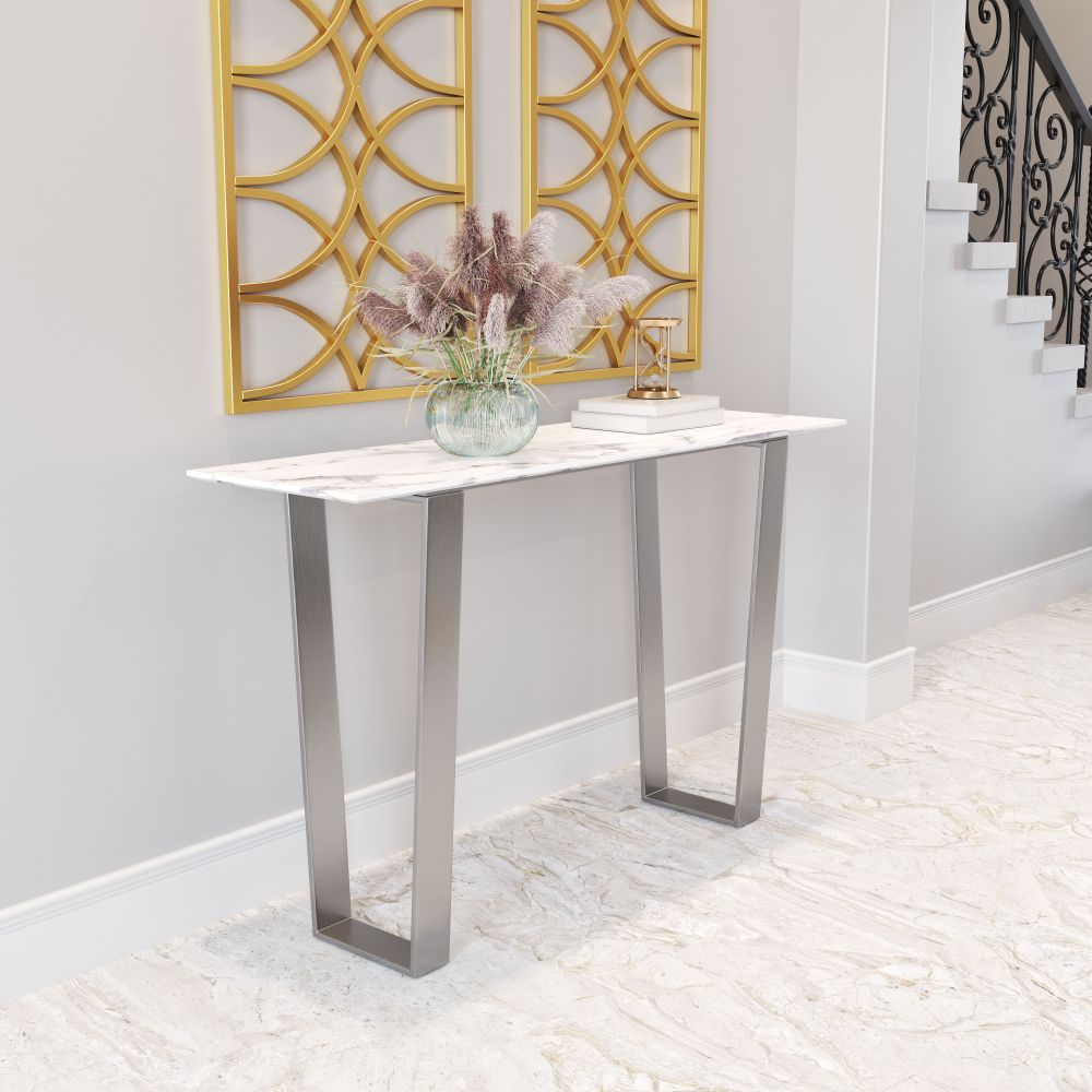 Atlas Console Table White & Silver