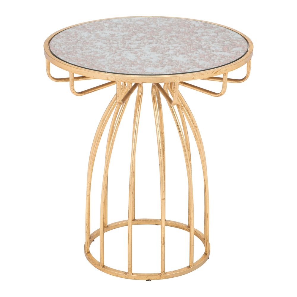 silo side table mirror gold