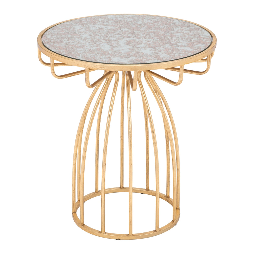 silo side table mirror gold