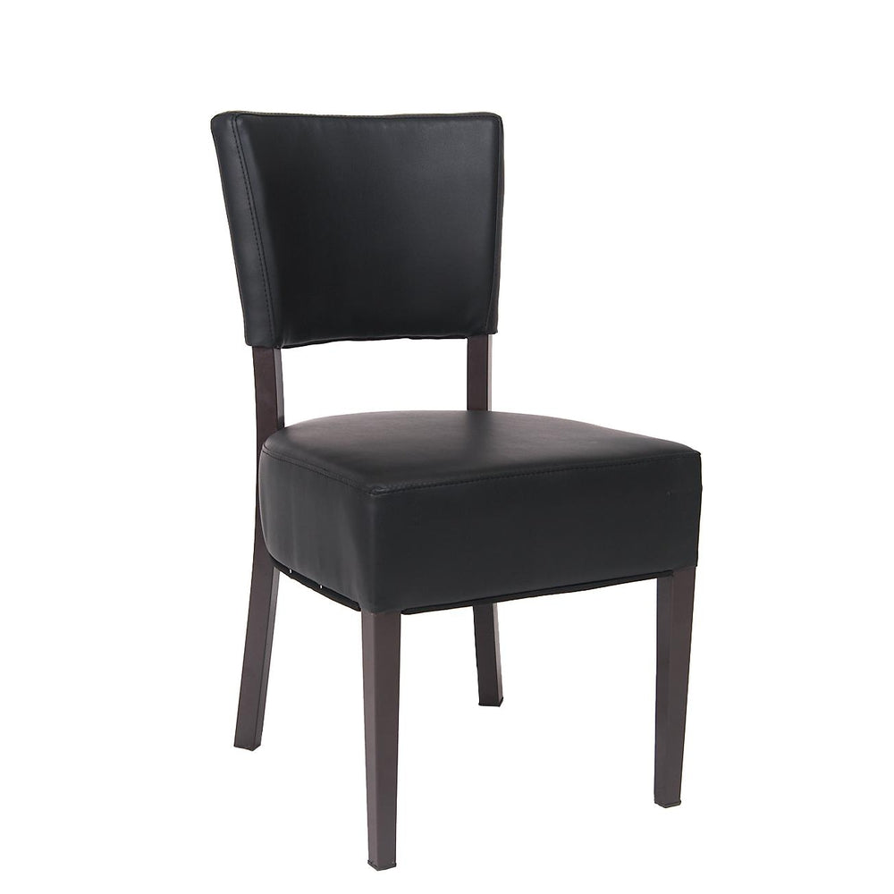 Brown Metal Chair With Black Vinyl Back & Seat