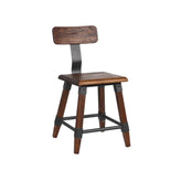 Industrial T-Back Side Chair with Elmwood Back and Seat in Walnut Finish