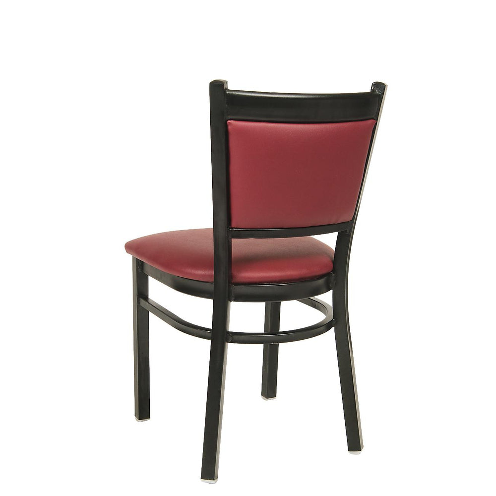 Black Metal Chair With Burgundy Vinyl Back & Seat