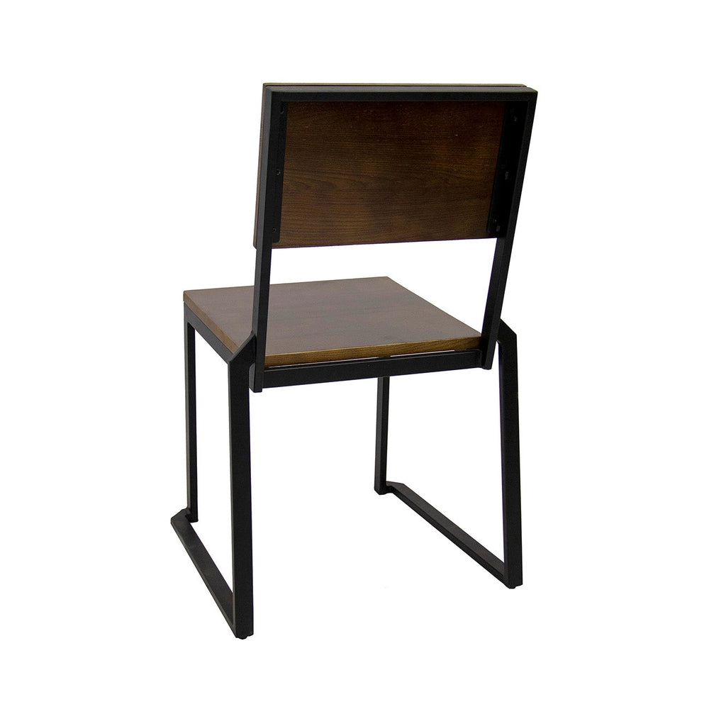 Walnut Color Ashwood Back & Seat Indoor Black Metal Chair