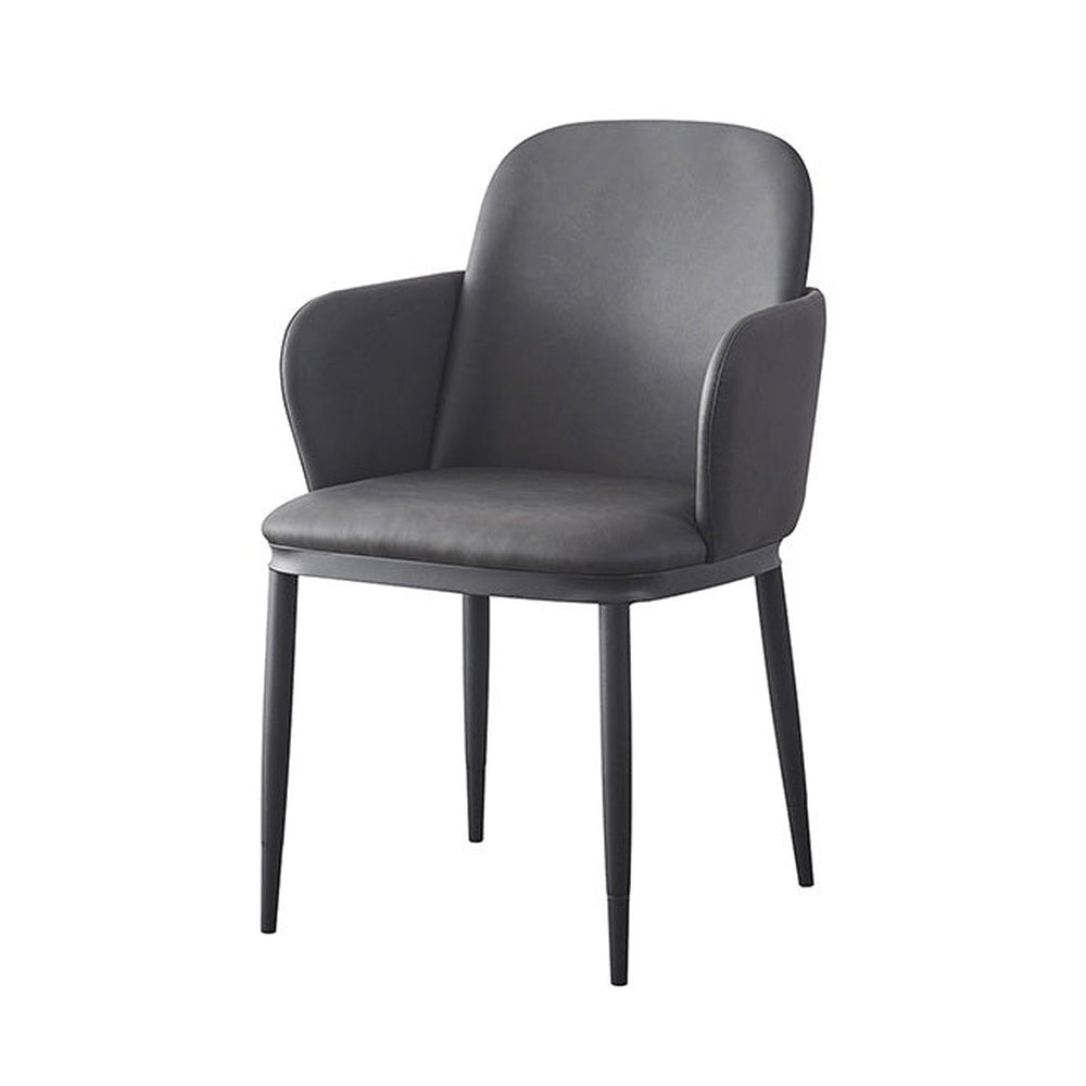 Indoor Metal Armchair with Gray Vinyl Back & Seat