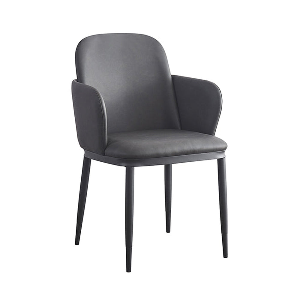 Indoor Metal Armchair with Gray Vinyl Back & Seat