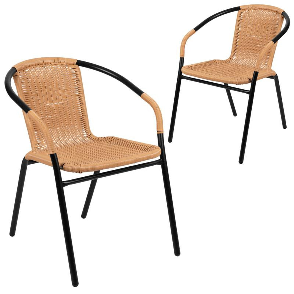 Lila 2 Pack Rattan Indoor-Outdoor Restaurant Stack Chair