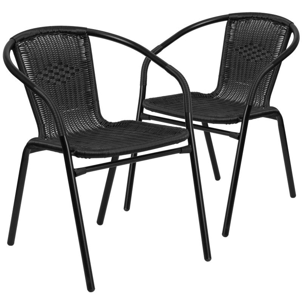 Lila 2 Pack Rattan Indoor-Outdoor Restaurant Stack Chair