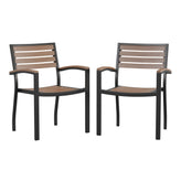 outdoor stackable faux teak side chairs set of 2