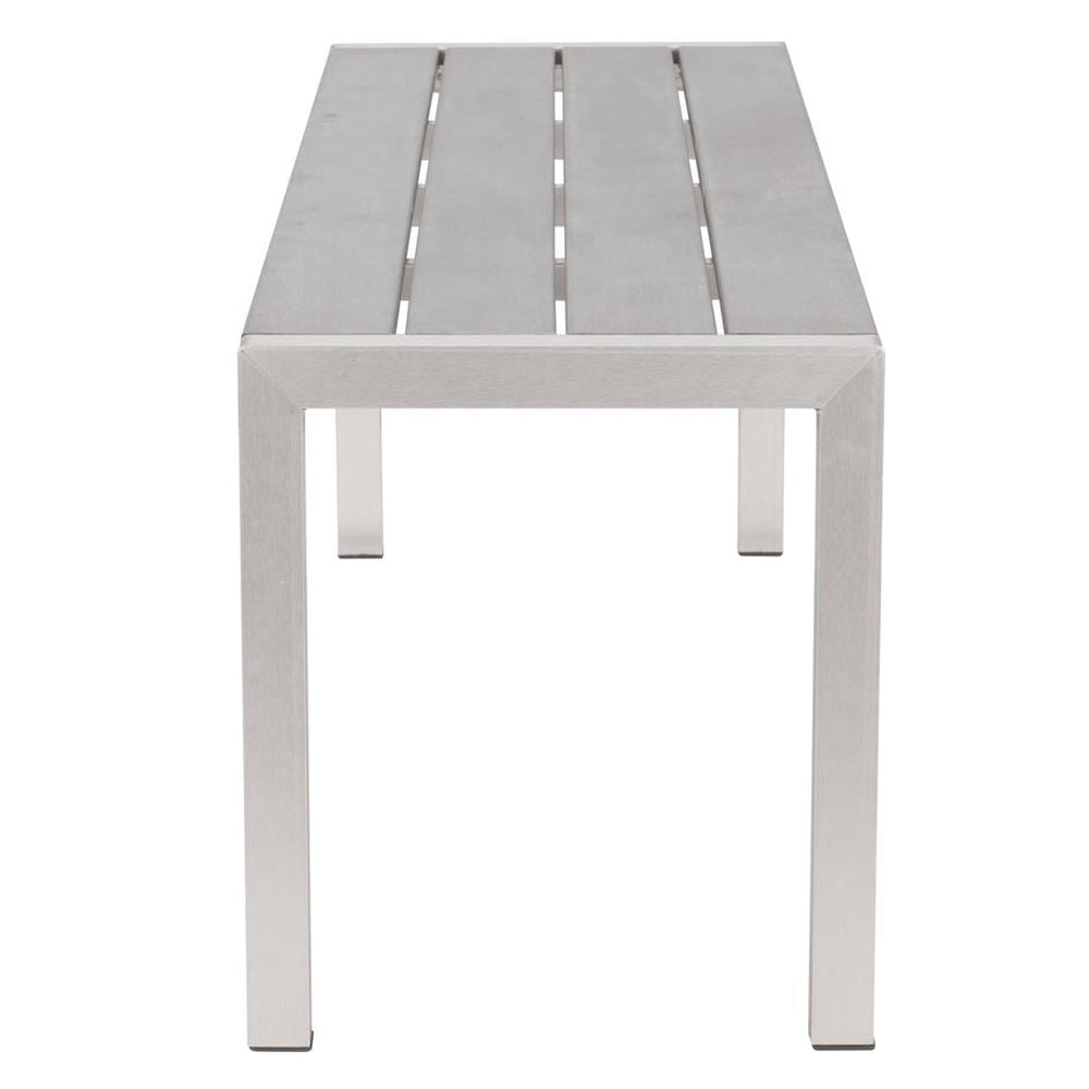 Metropolitan Outdoor Double Bench Brushed Aluminum