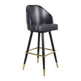 Swivel Metal Barstool with Jumbo Vinyl Bucket Seat in Black