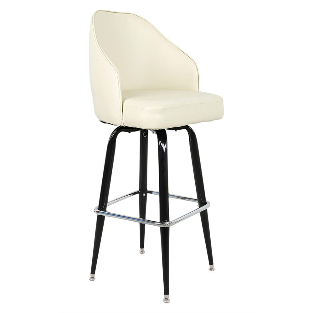 Swivel Metal Barstool with Jumbo Vinyl Bucket Seat in Cream