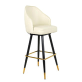 Swivel Metal Barstool with Jumbo Vinyl Bucket Seat in Cream and Gold