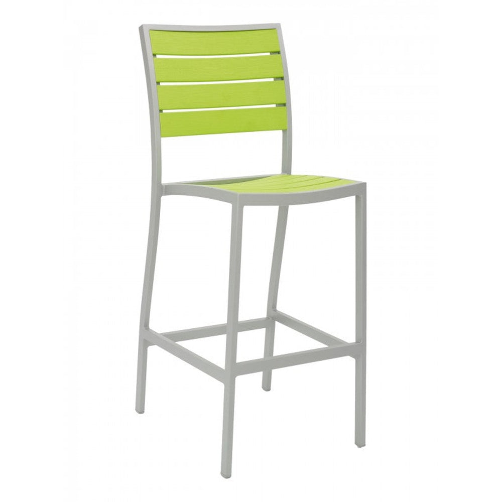 fs aluminum frame barstool with faux teak back gray