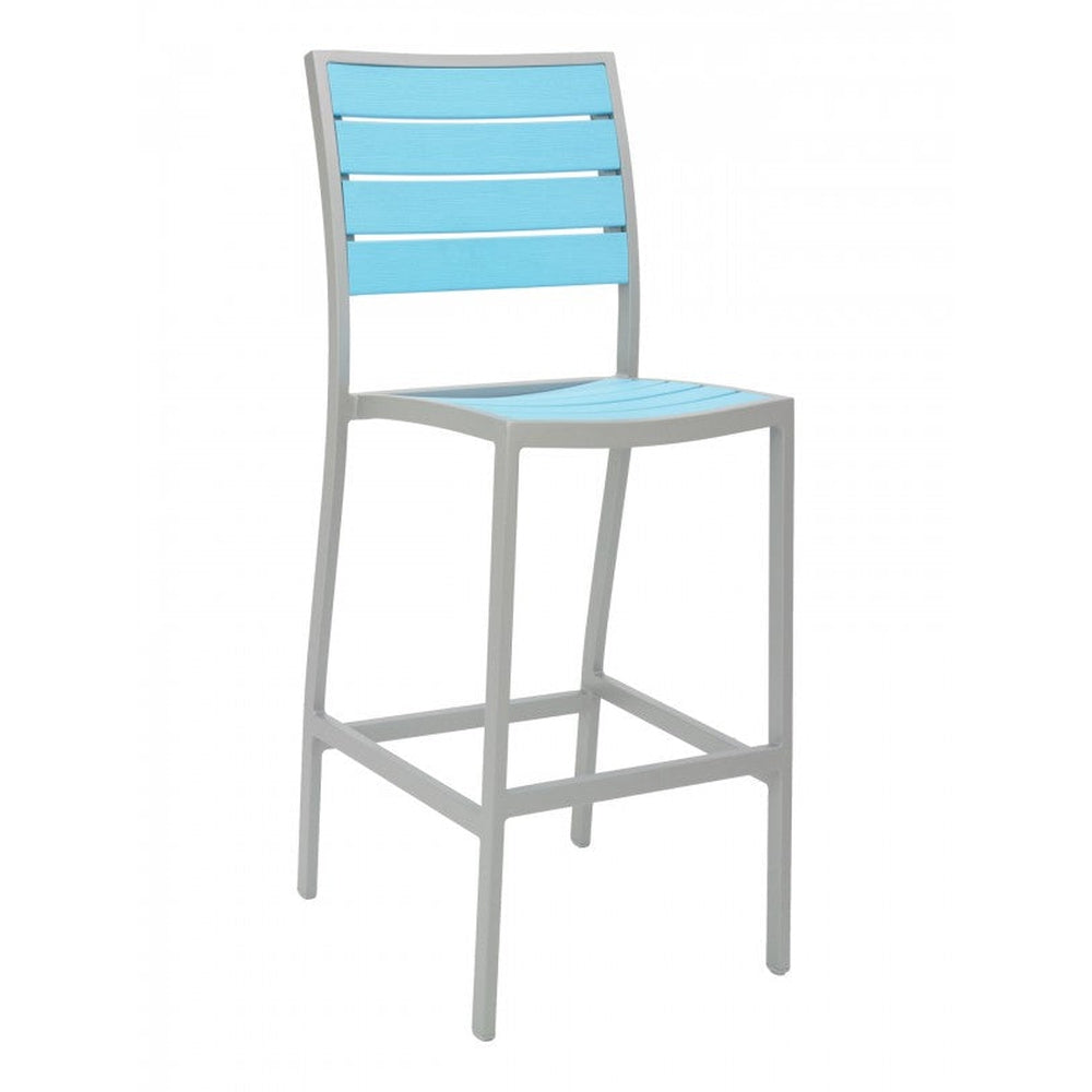 fs aluminum frame barstool with faux teak back gray