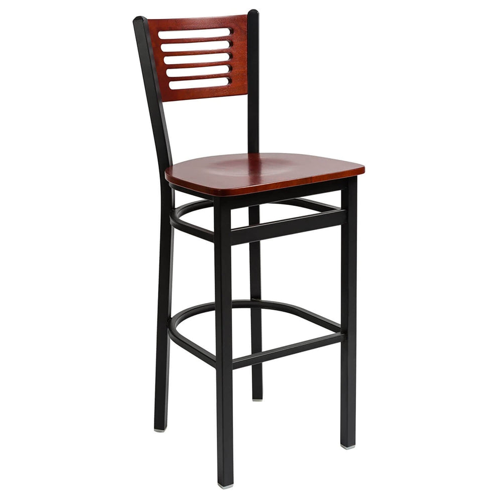 Espy Slotted Wood Back Bar Stool