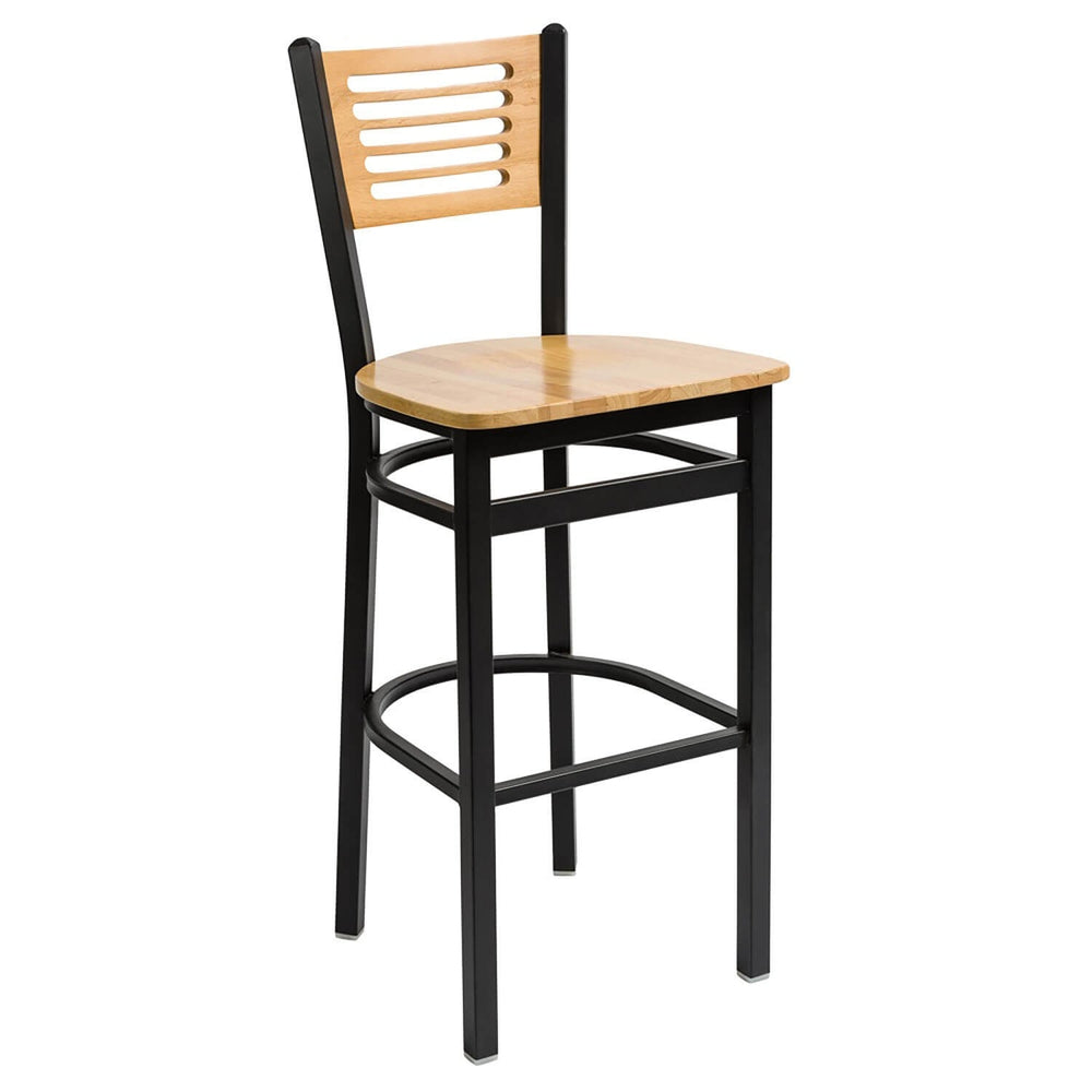 Espy Slotted Wood Back Bar Stool