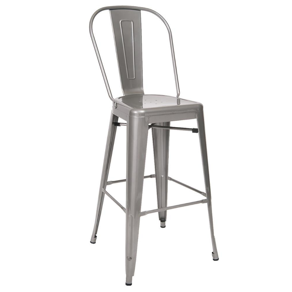 indoor steel barstool in light grey finish