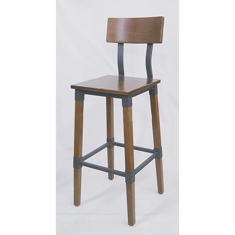 black walnut wood and metal bar stool 2