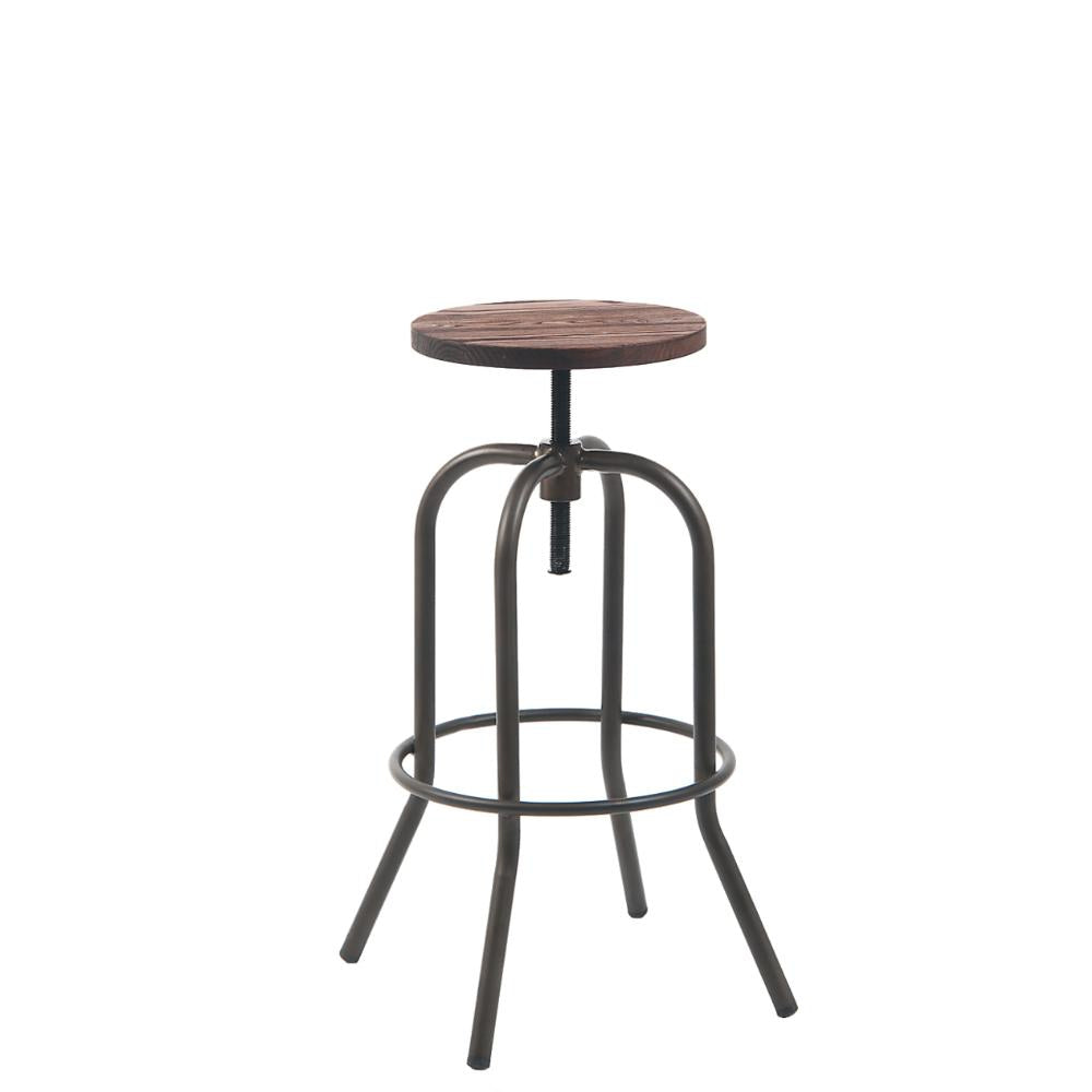 swivel wooden seat steel backless barstool gunmetal