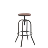 swivel wooden seat steel backless barstool gunmetal