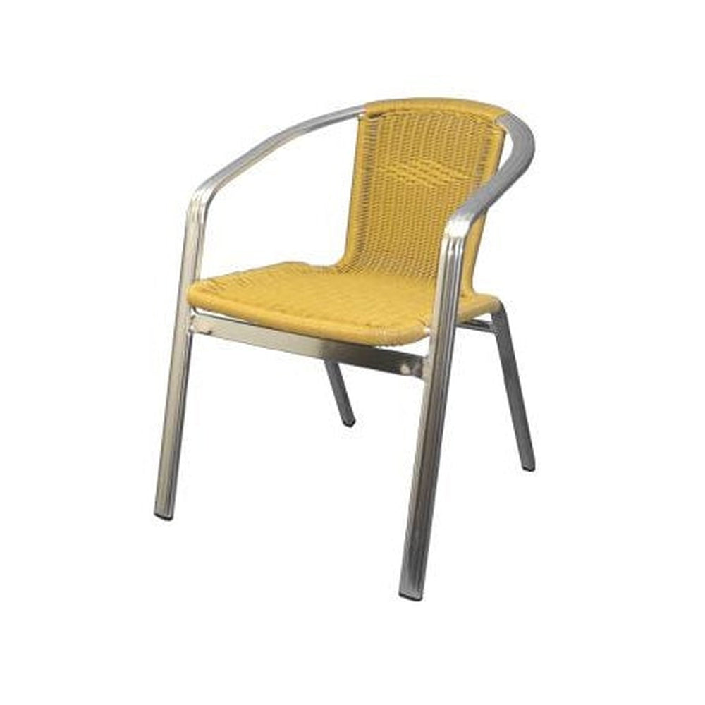 Aluminum Armrest Chair with Synthetic Bamboo Seat and Back