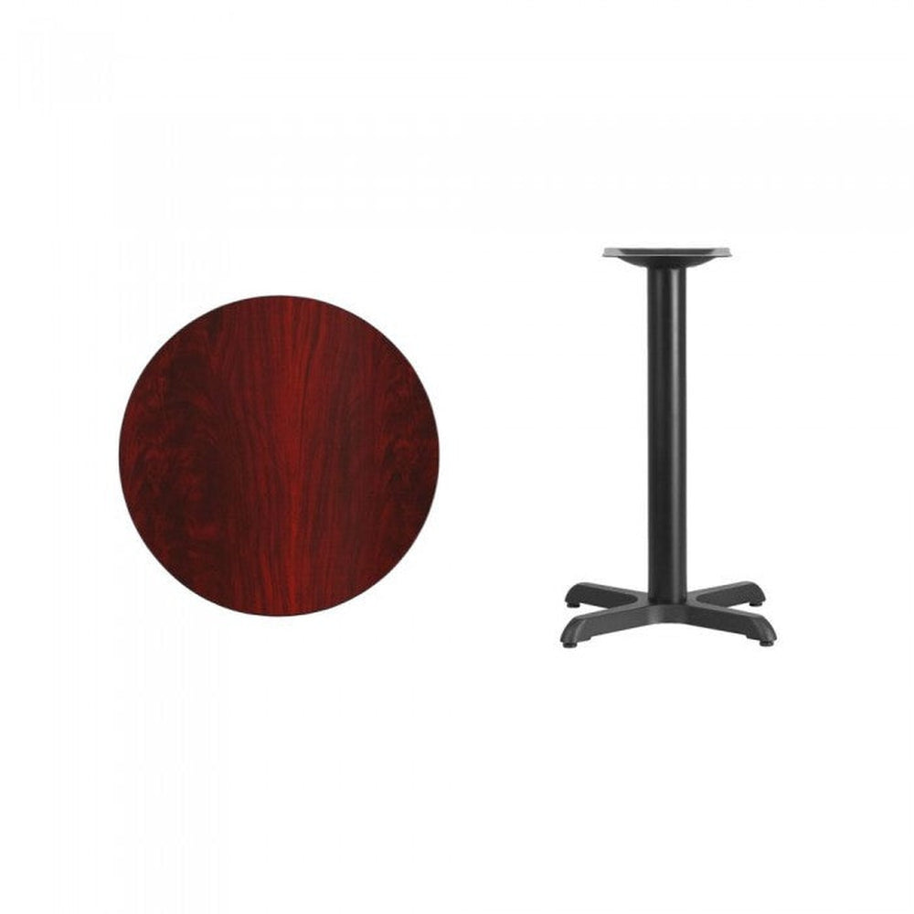 36inch round black laminate table top with 30inch x 30inch table base