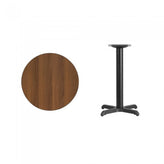 36inch round black laminate table top with 30inch x 30inch table base