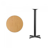 36inch round black laminate table top with 30inch x 30inch table base