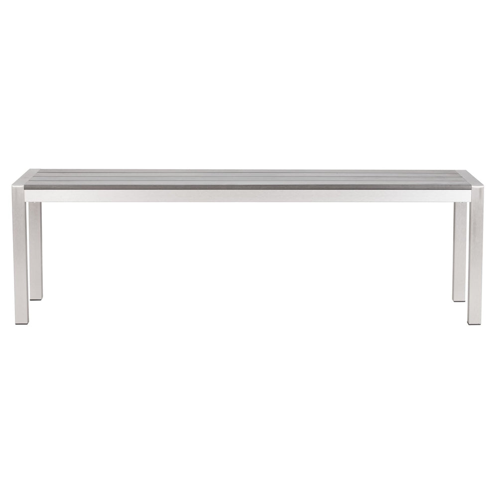 Metropolitan Outdoor Double Bench Brushed Aluminum