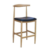 wood grain steel barstool with black vinyl seat natural and black