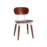 Wood Grain Steel Chair in Dark Mahogany Finish with Veneer Seat and Back