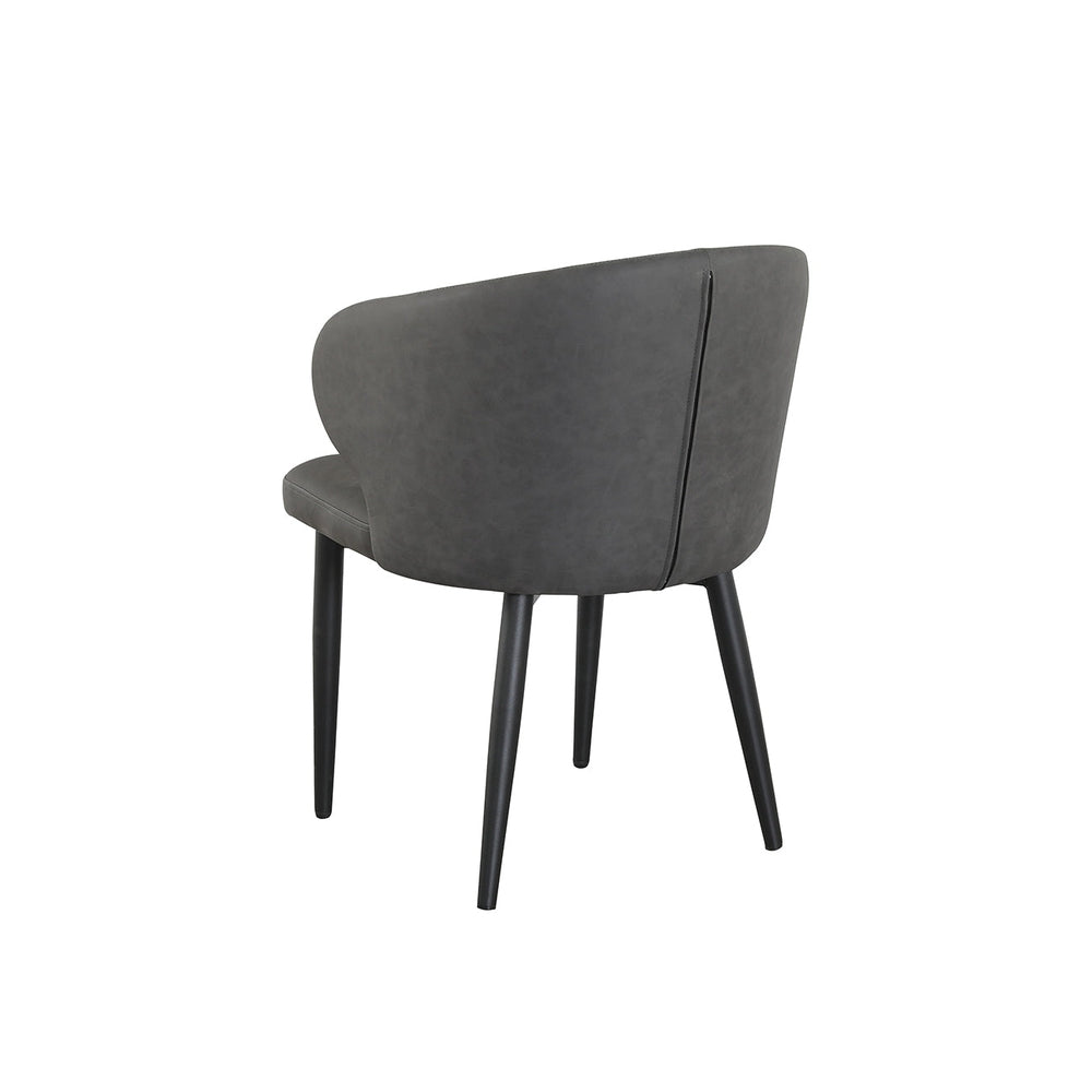 Black Metal Frame Chair with Dark Grey PU Leather Seat